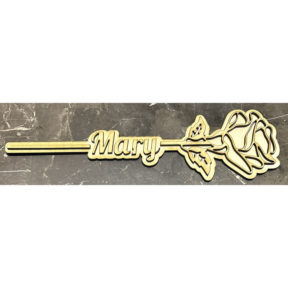 Personalized Custom Flower Rose Name Laser Cut Wood Craft Valentine Day Gift